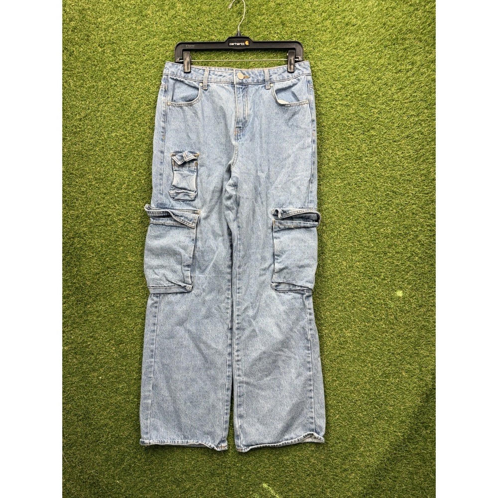 Banjara Cargo Jeans Womens 11/29 Light Wash Denim Wild Leg Grunge Skater Y2K